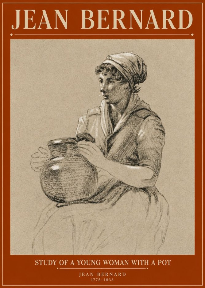 Jean Bernard Study of a Young Woman with a Pot No3 - Plakát