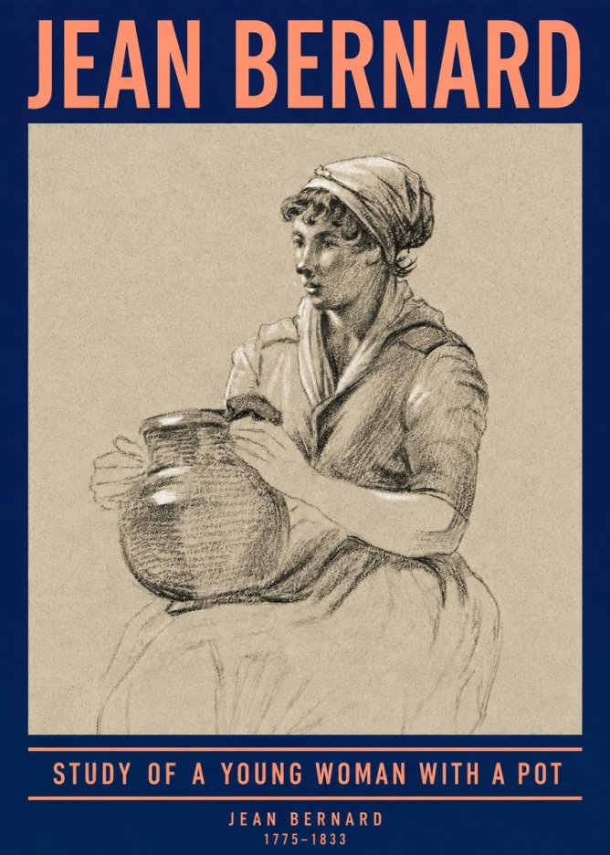 Jean Bernard Study of a Young Woman with a Pot No4 - Plakát
