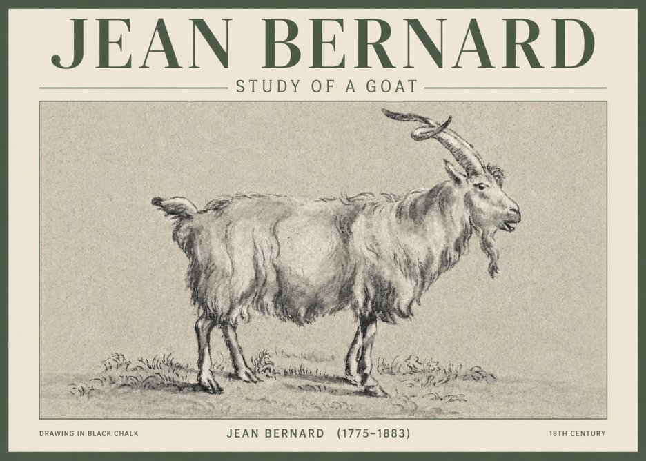 Jean Bernard Study of a Goat II No3 - Plakát