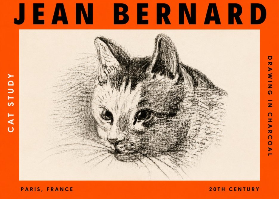 Jean Bernard Cat Study III No3 - Plakát