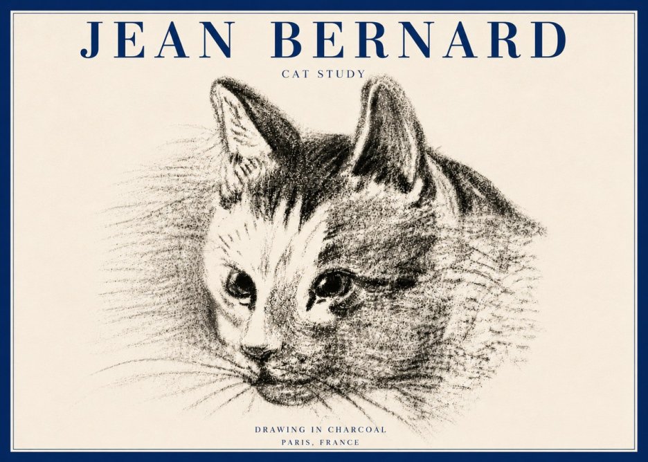Jean Bernard Cat Study III No6 - Plakát