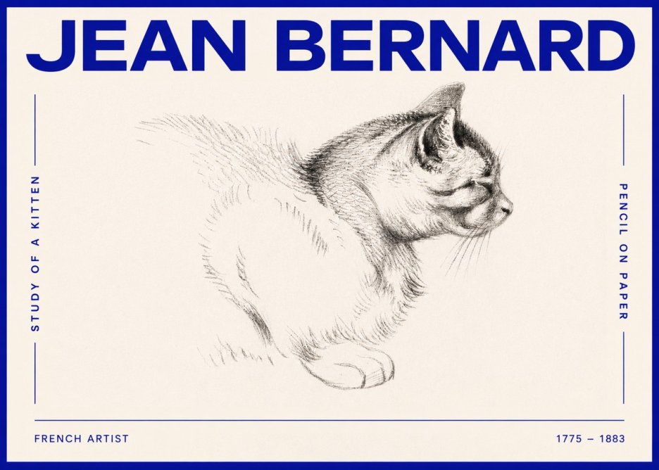 Jean Bernard Study of a Kitten II No4 - Plakát