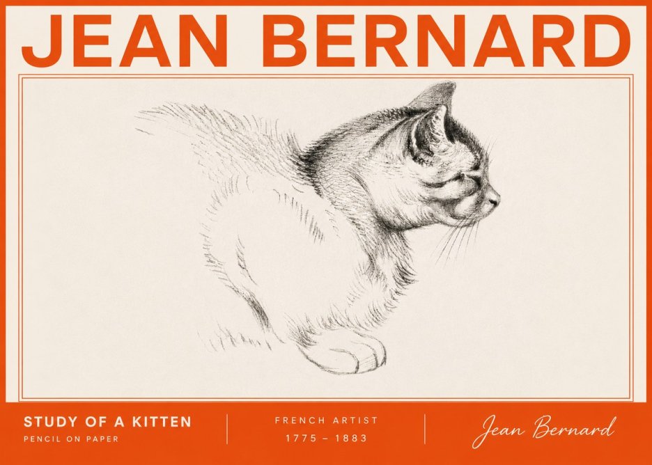 Jean Bernard Study of a Kitten II No6 - Plakát