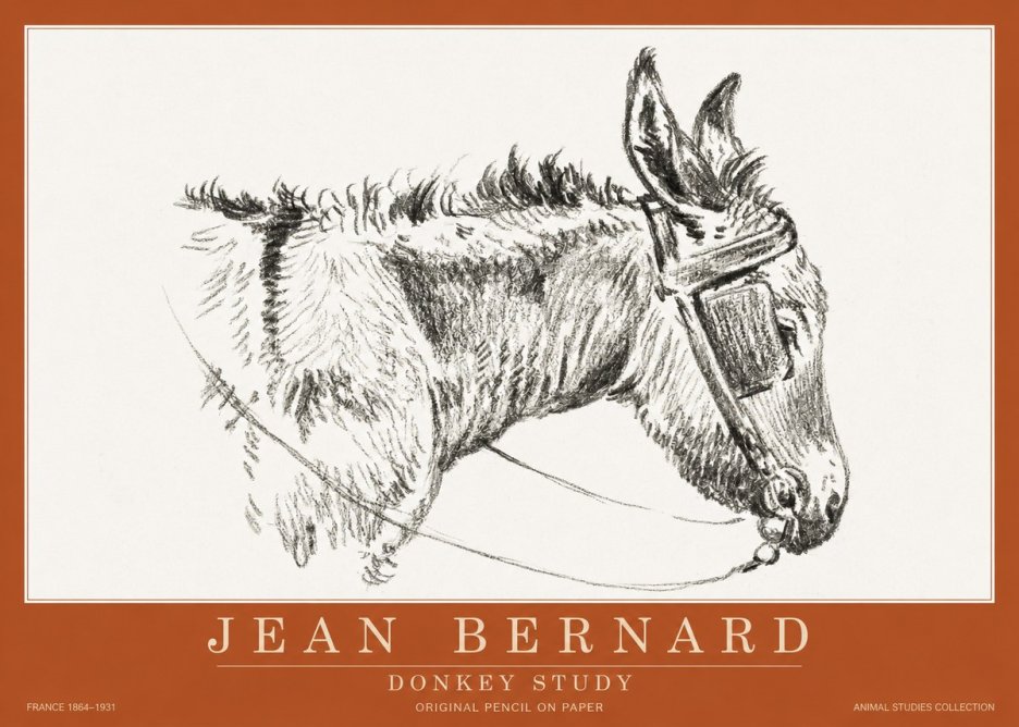 Jean Bernard Donkey Study II No2 - Plakát