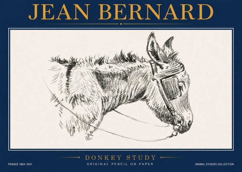Jean Bernard Donkey Study II No4 - Plakát