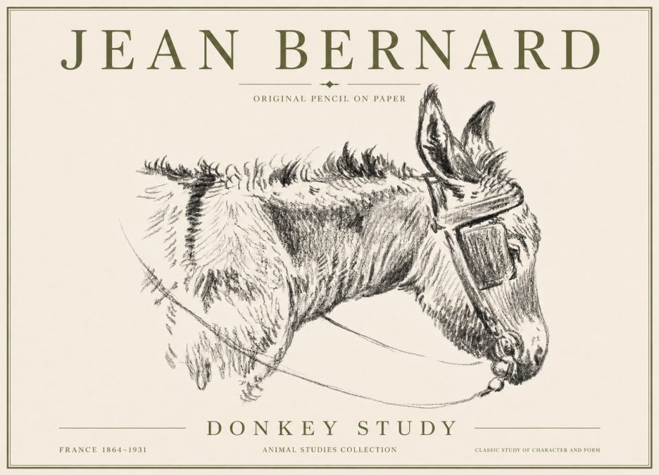 Jean Bernard Donkey Study II No6 - Plakát