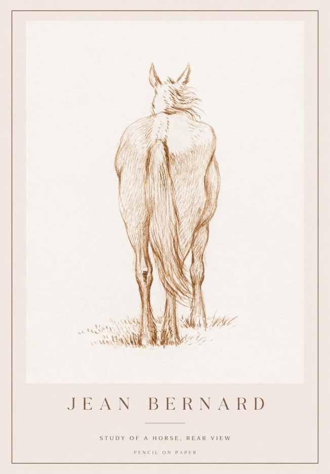 Jean Bernard Study of a Horse, Rear View No1 - Plakát