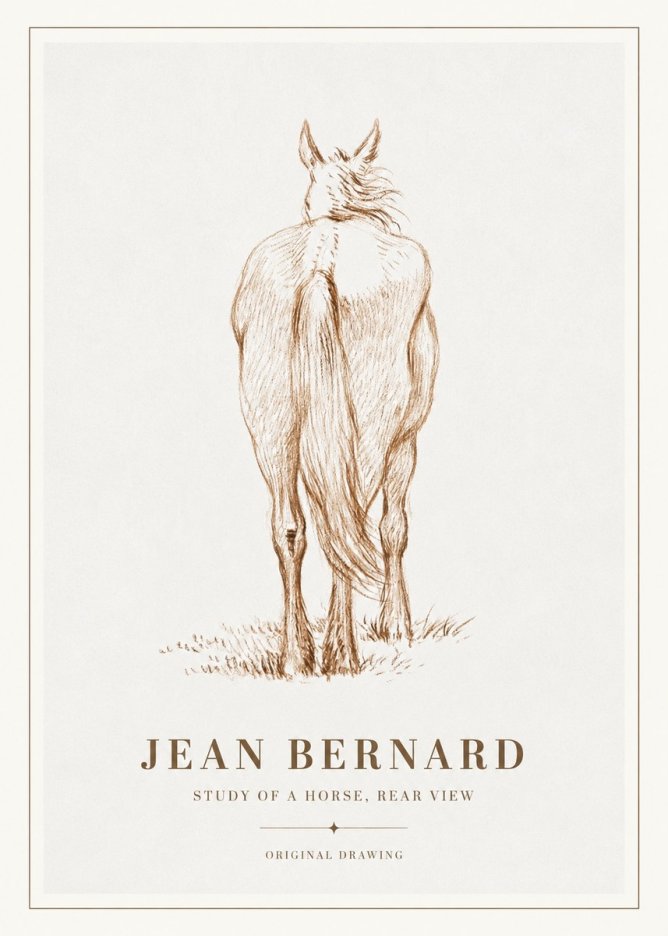 Jean Bernard Study of a Horse, Rear View No2 - Plakát