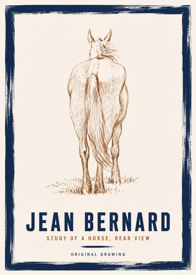 Jean Bernard Study of a Horse, Rear View No6 - Plakát