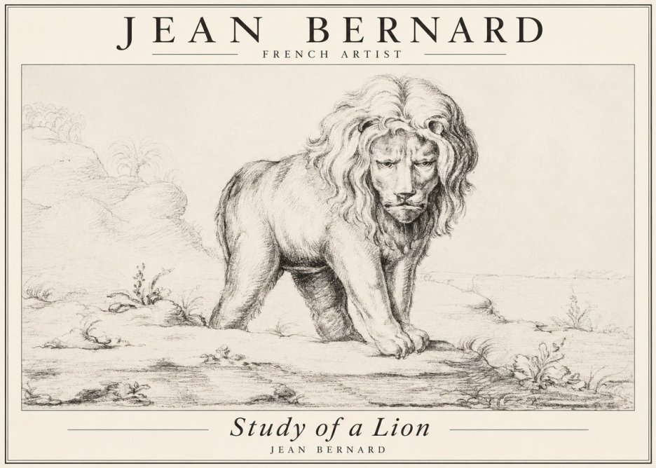 Jean Bernard Study of a Lion I No3 - Plakát