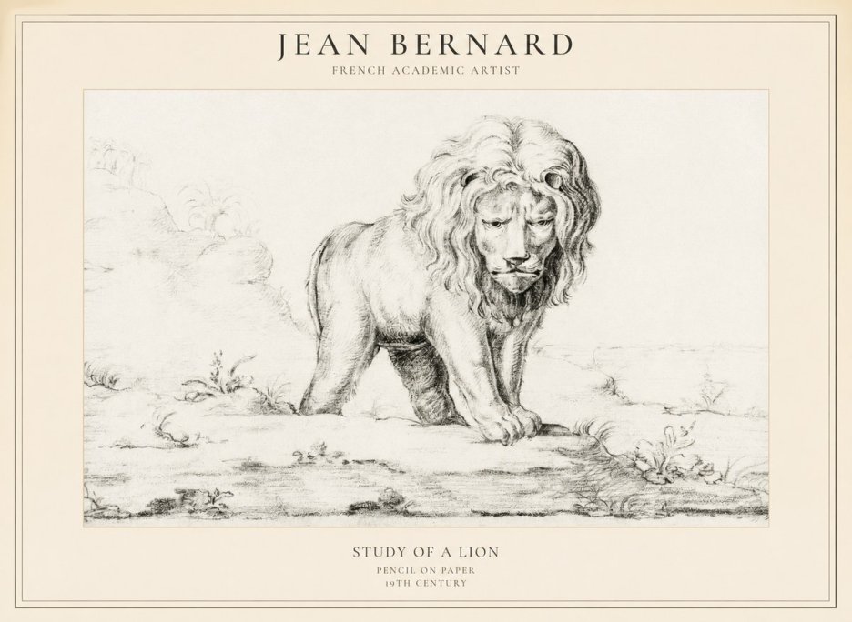 Jean Bernard Study of a Lion I No5 - Plakát