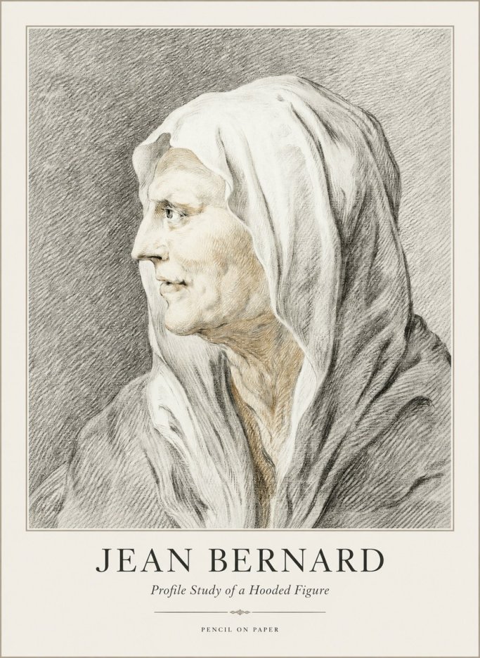 Jean Bernard Profile Study of a Hooded Figure No1 - Plakát