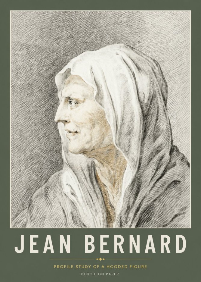 Jean Bernard Profile Study of a Hooded Figure No2 - Plakát