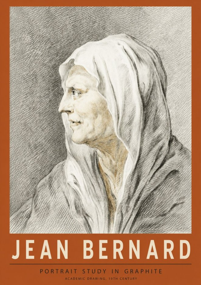 Jean Bernard Profile Study of a Hooded Figure No4 - Plakát