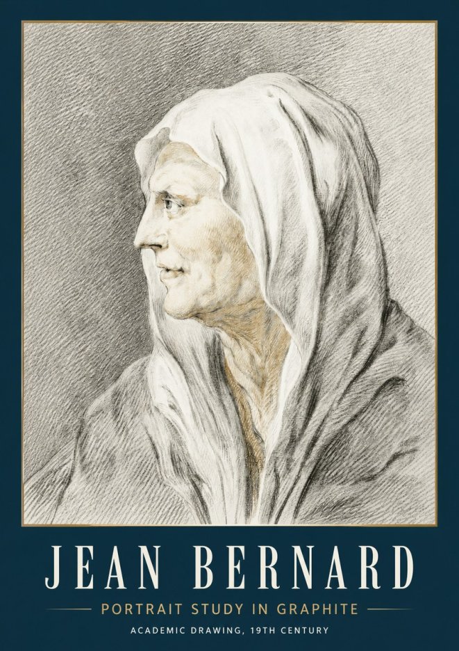 Jean Bernard Profile Study of a Hooded Figure No5 - Plakát