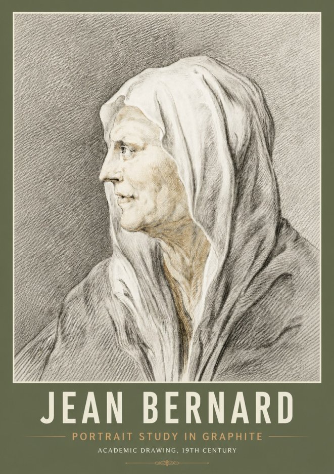 Jean Bernard Profile Study of a Hooded Figure No6 - Plakát