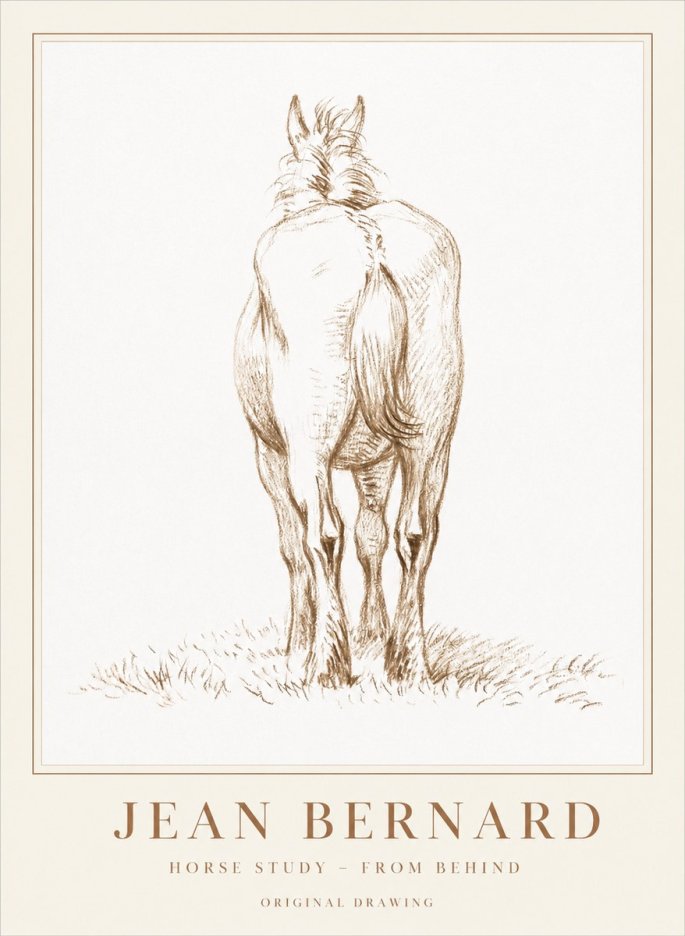 Jean Bernard Horse Study - from Behind No1 - Plakát