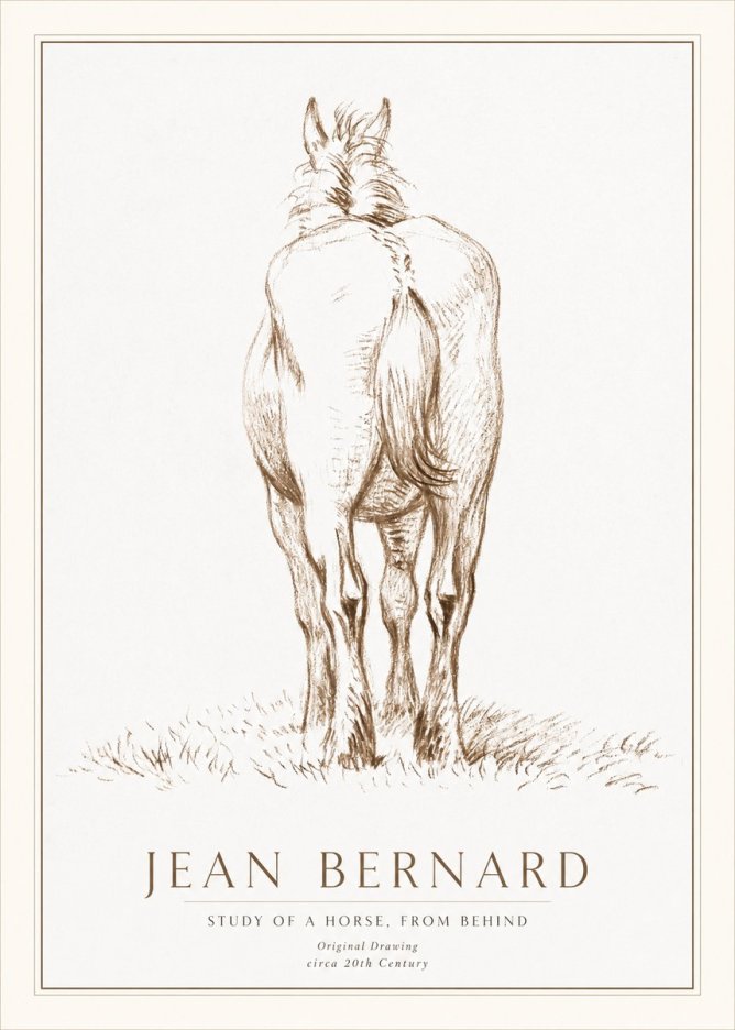 Jean Bernard Horse Study - from Behind No2 - Plakát