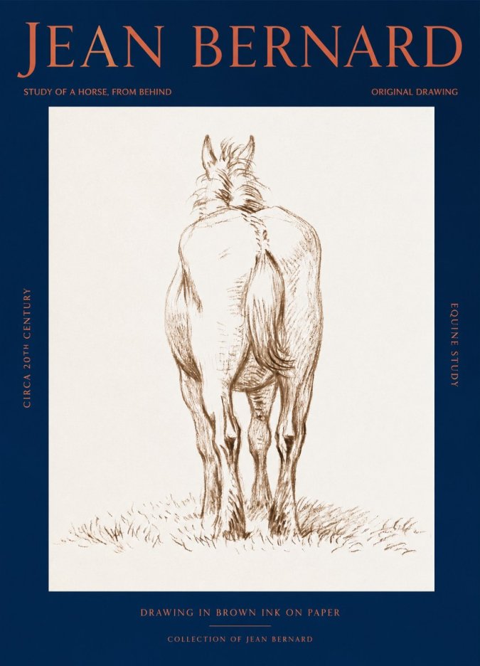 Jean Bernard Horse Study - from Behind No3 - Plakát