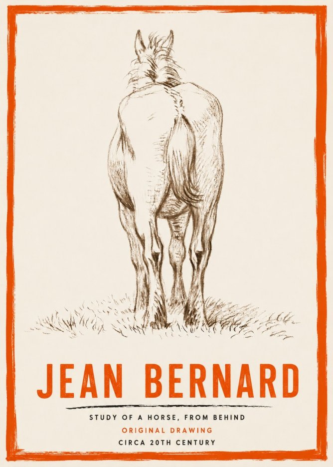Jean Bernard Horse Study - from Behind No4 - Plakát