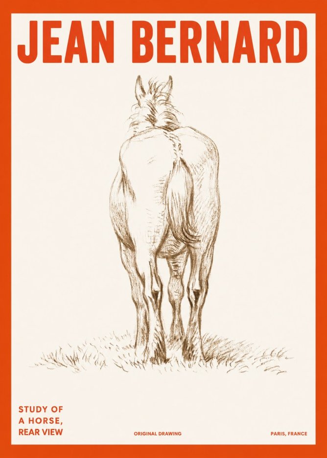 Jean Bernard Horse Study - from Behind No6 - Plakát