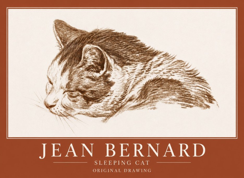 Jean Bernard Sleeping Cat II No4 - Plakát