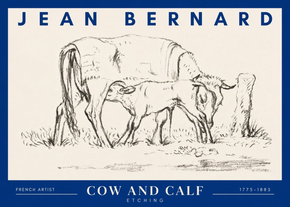 Jean Bernard Cow and Calf I No2 - Plakát