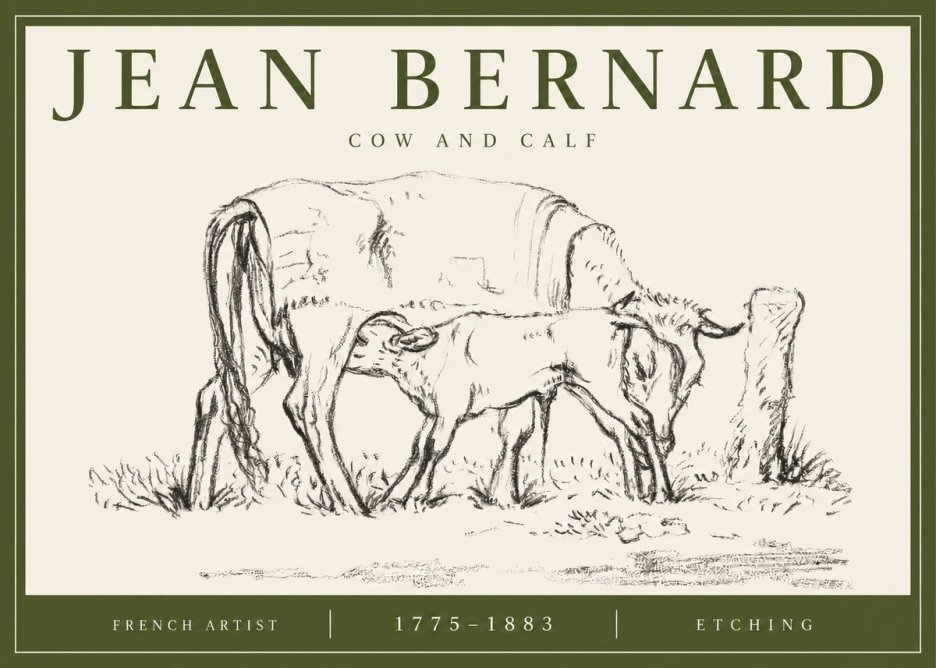 Jean Bernard Cow and Calf I No3 - Plakát