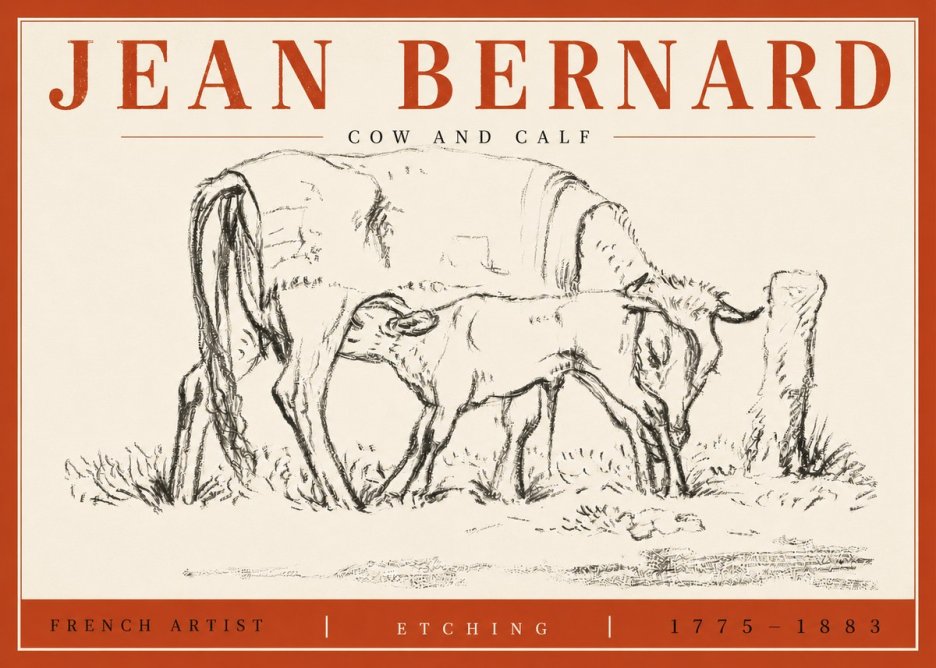 Jean Bernard Cow and Calf I No4 - Plakát