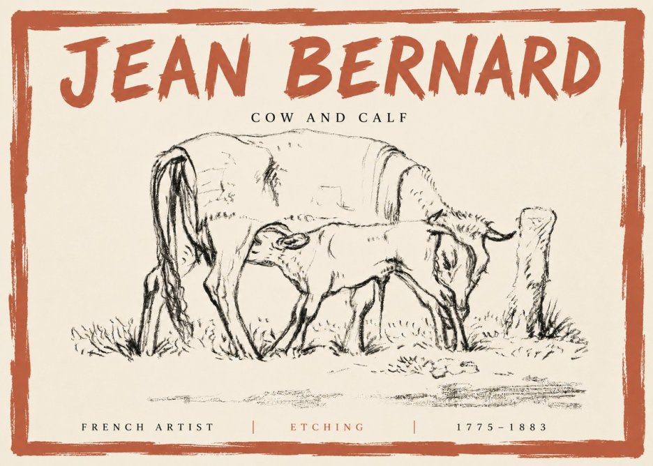 Jean Bernard Cow and Calf I No5 - Plakát
