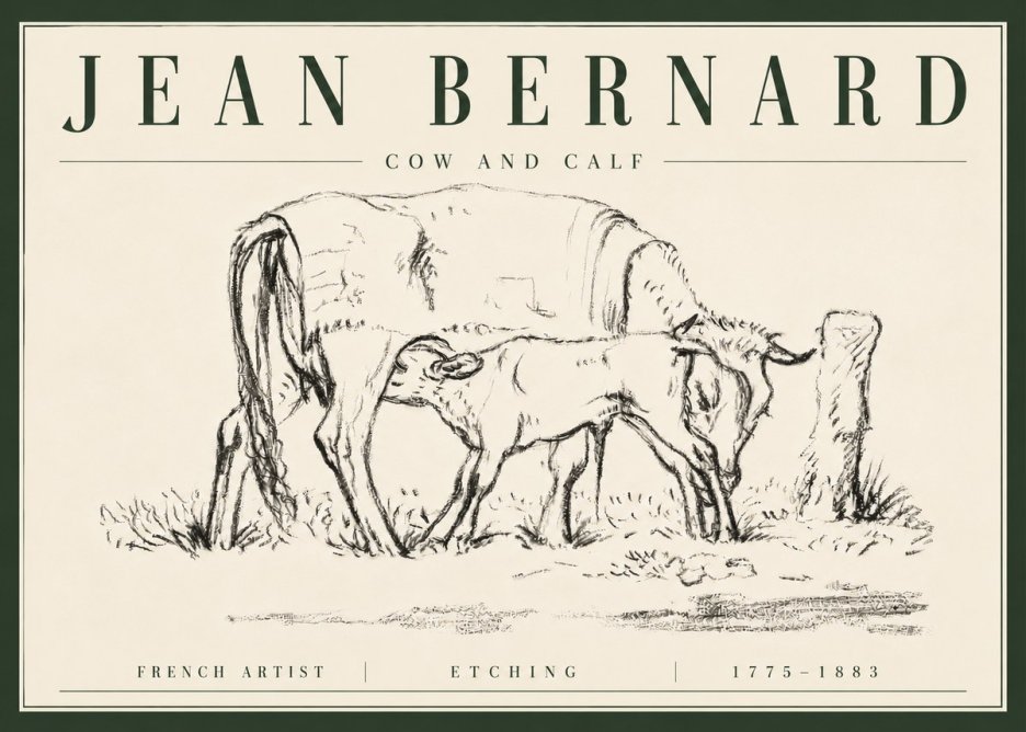 Jean Bernard Cow and Calf I No6 - Plakát