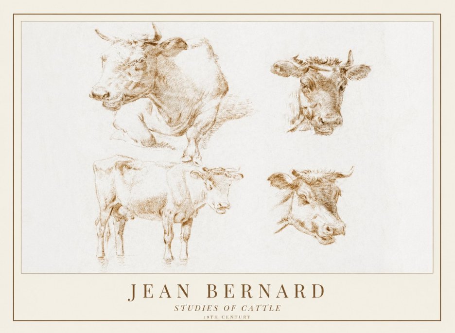 Jean Bernard Studies of Cattle II No1 - Plakát