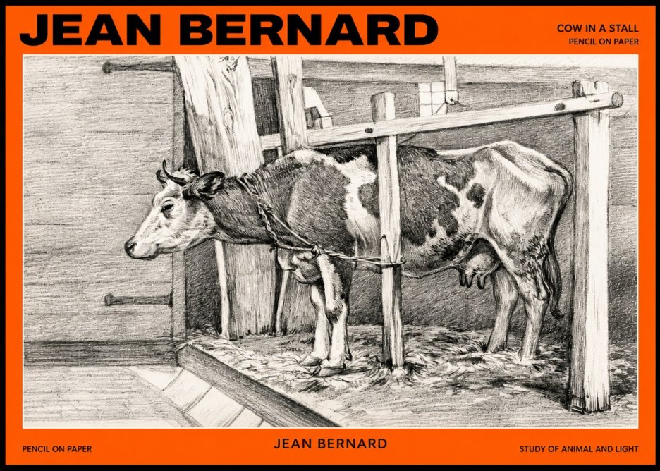 Jean Bernard Cow in a Stall No2 - Plakát