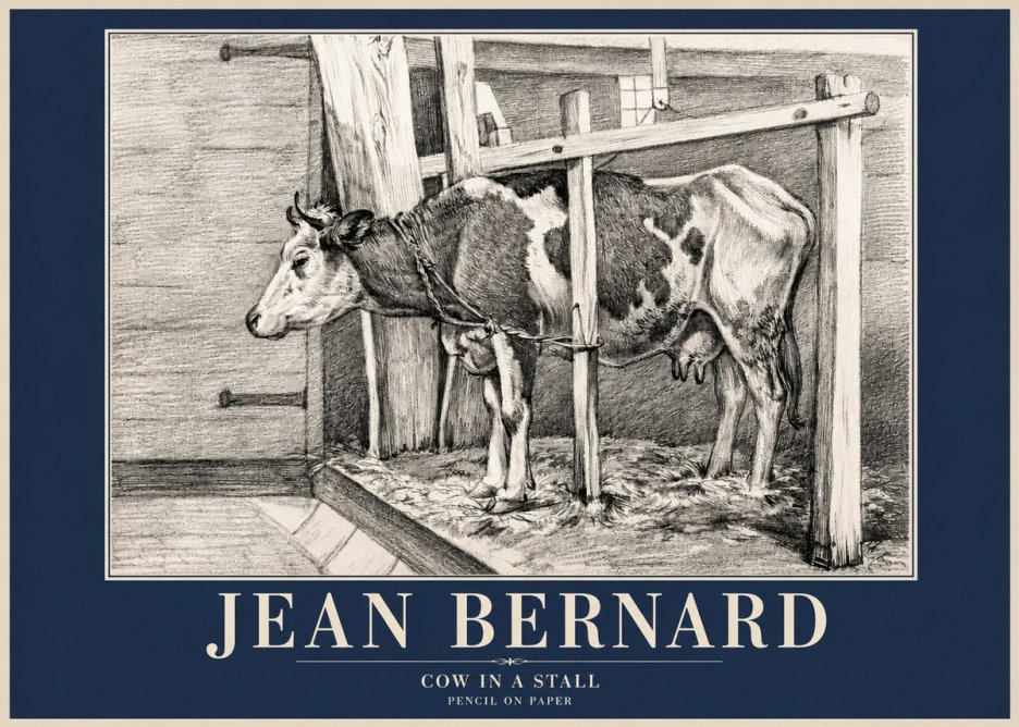 Jean Bernard Cow in a Stall No4 - Plakát