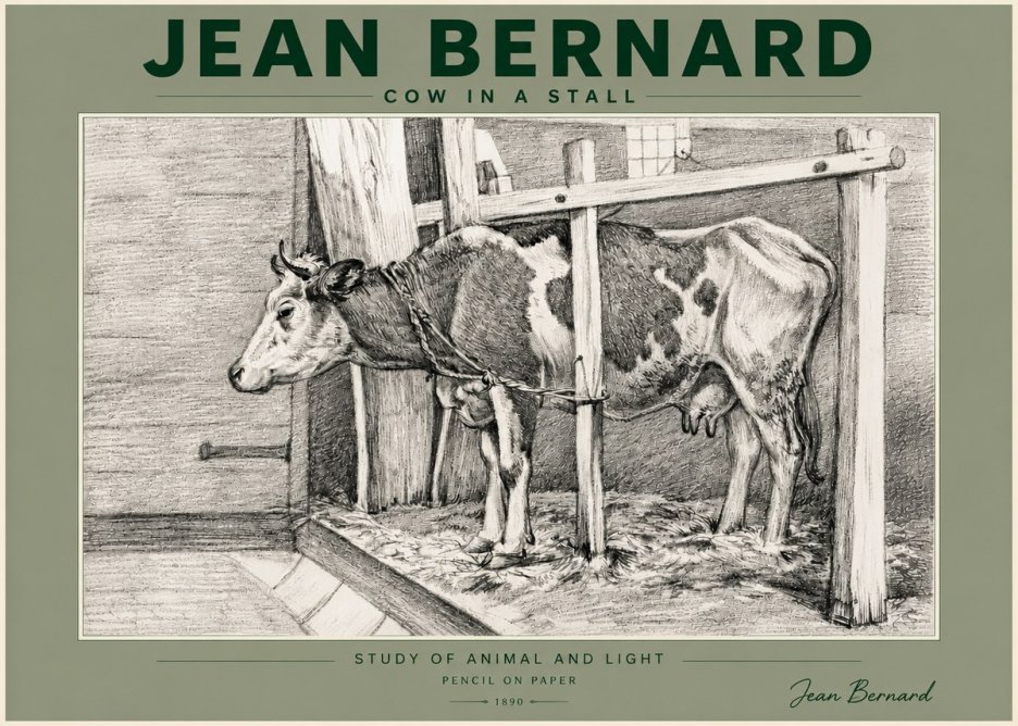 Jean Bernard Cow in a Stall No5 - Plakát