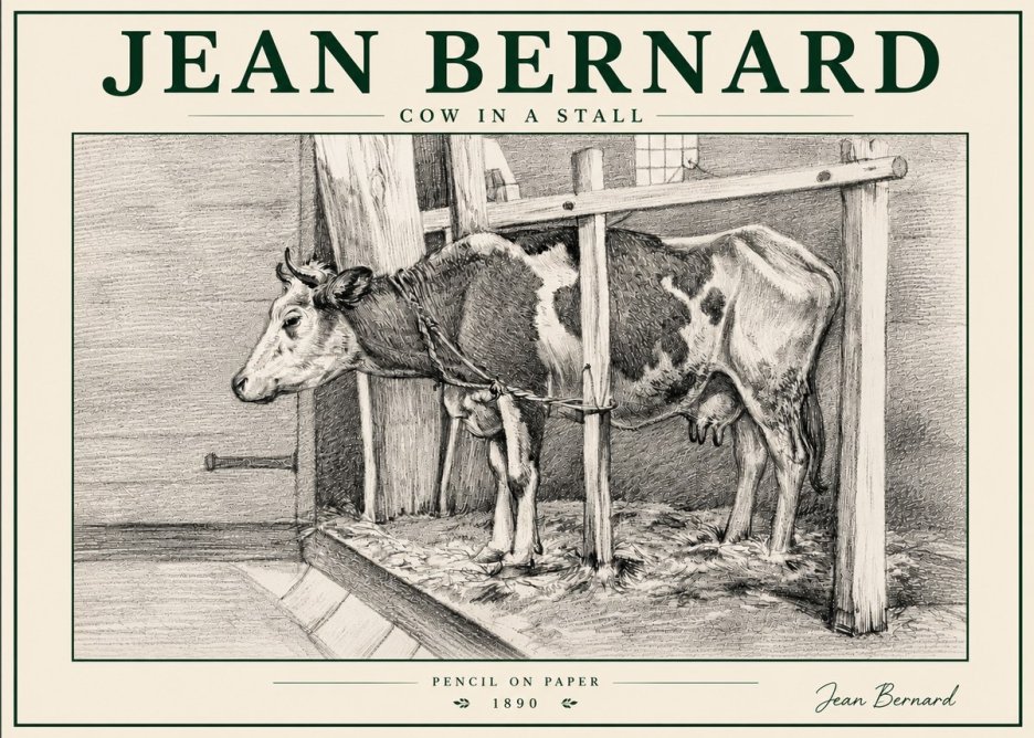 Jean Bernard Cow in a Stall No6 - Plakát