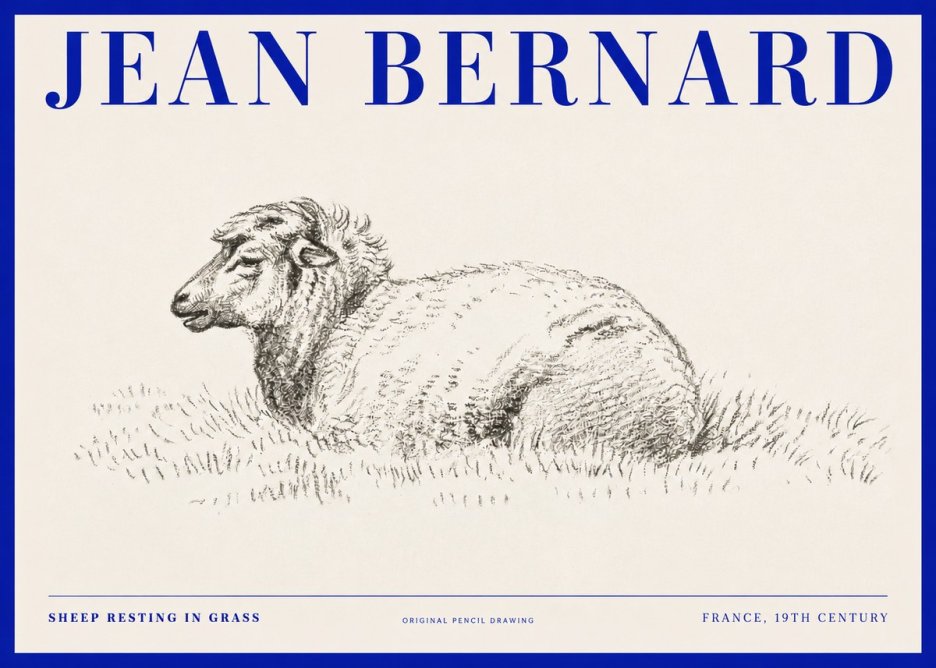 Jean Bernard Sheep Resting in Grass No2 - Plakát