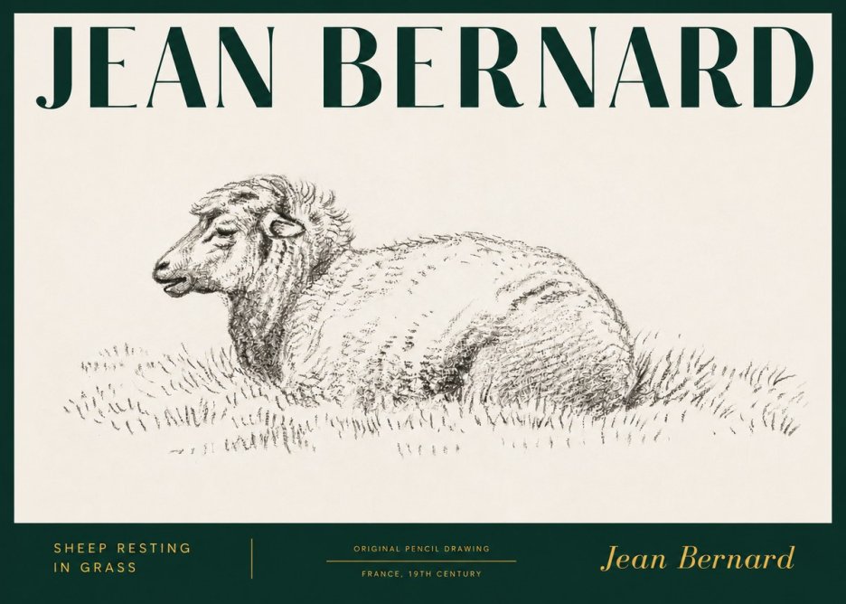 Jean Bernard Sheep Resting in Grass No3 - Plakát