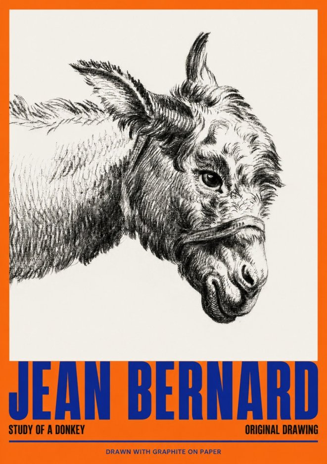 Jean Bernard Study of a Donkey I No2 - Plakát