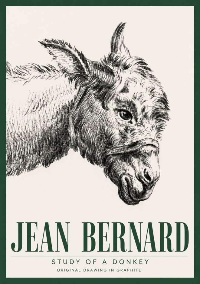 Jean Bernard Study of a Donkey I No3 - Plakát