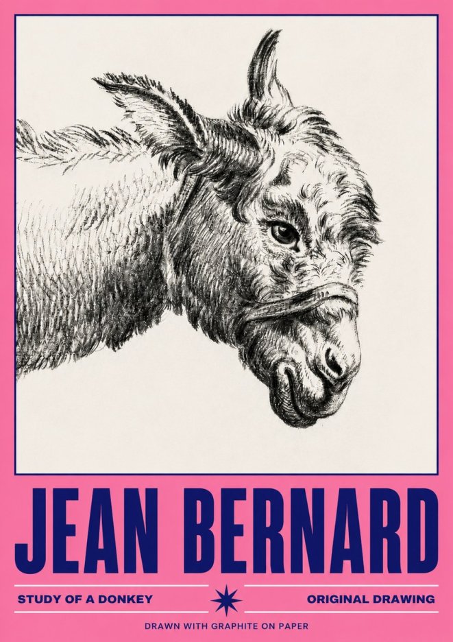 Jean Bernard Study of a Donkey I No4 - Plakát