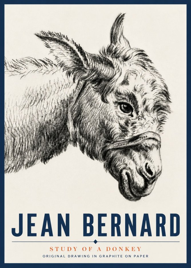 Jean Bernard Study of a Donkey I No5 - Plakát
