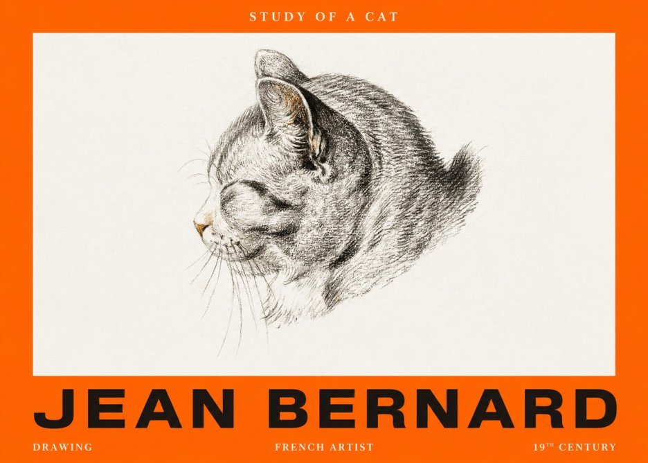 Jean Bernard Study of a Cat I No2 - Plakát