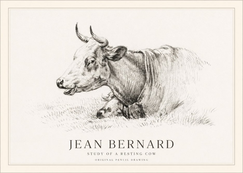 Jean Bernard Study of a Resting Cow IV No1 - Plakát