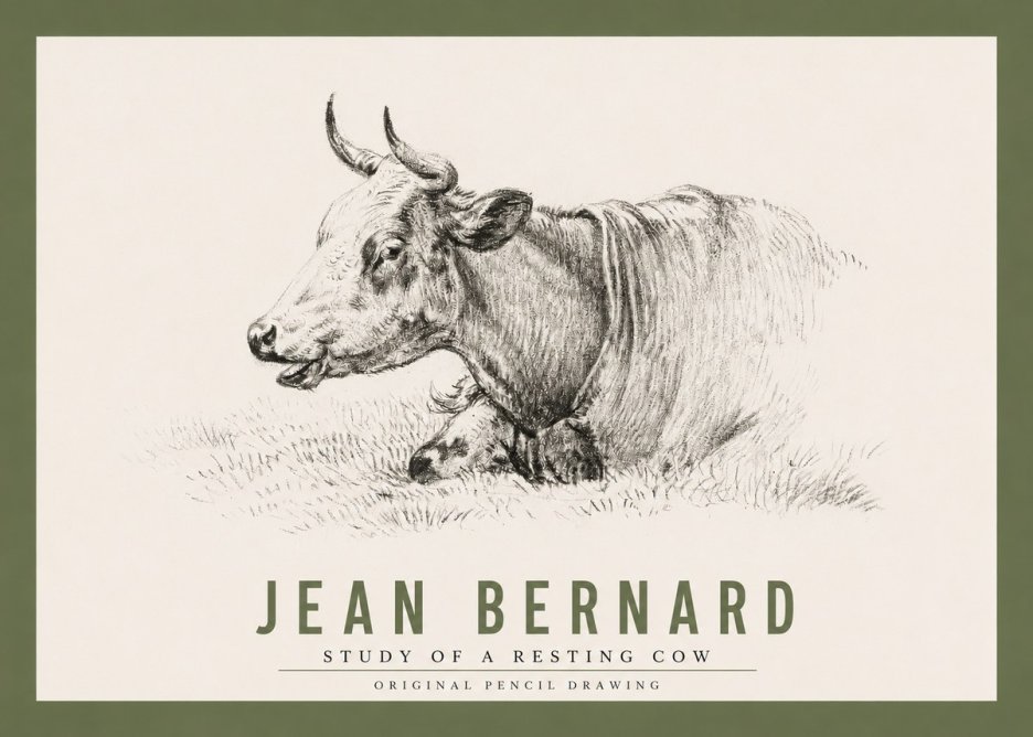 Jean Bernard Study of a Resting Cow IV No2 - Plakát