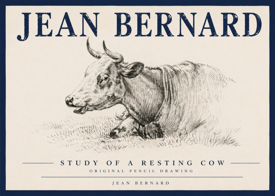 Jean Bernard Study of a Resting Cow IV No4 - Plakát