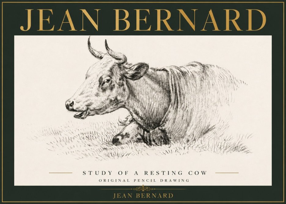 Jean Bernard Study of a Resting Cow IV No5 - Plakát