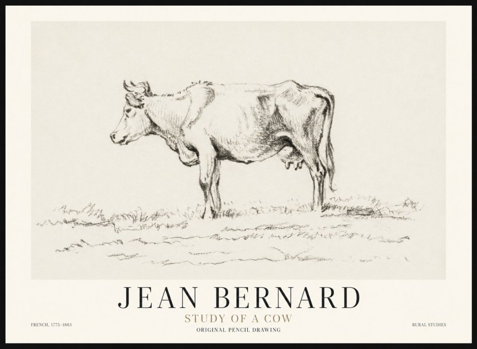 Jean Bernard Study of a Cow III No1 - Plakát