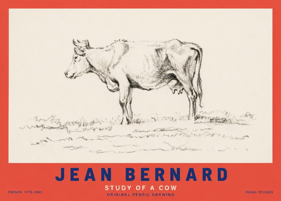 Jean Bernard Study of a Cow III No2 - Plakát