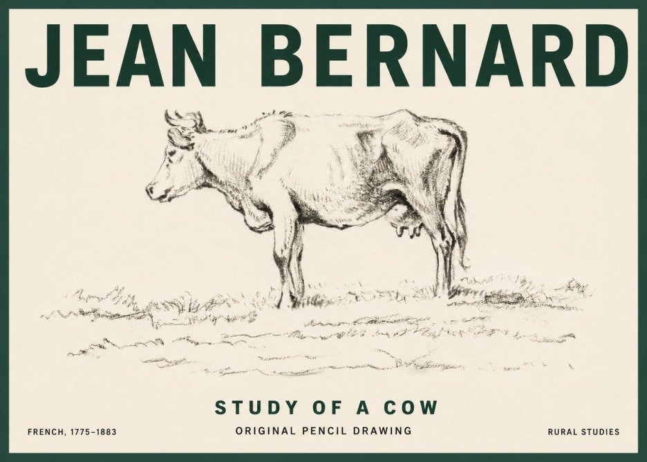 Jean Bernard Study of a Cow III No3 - Plakát